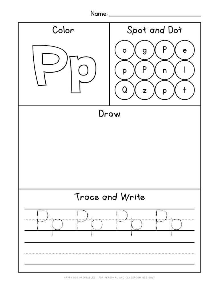 Letter P Math Worksheet letter-p-worksheet-all-in-one-activity-page - Happy Dot Printables