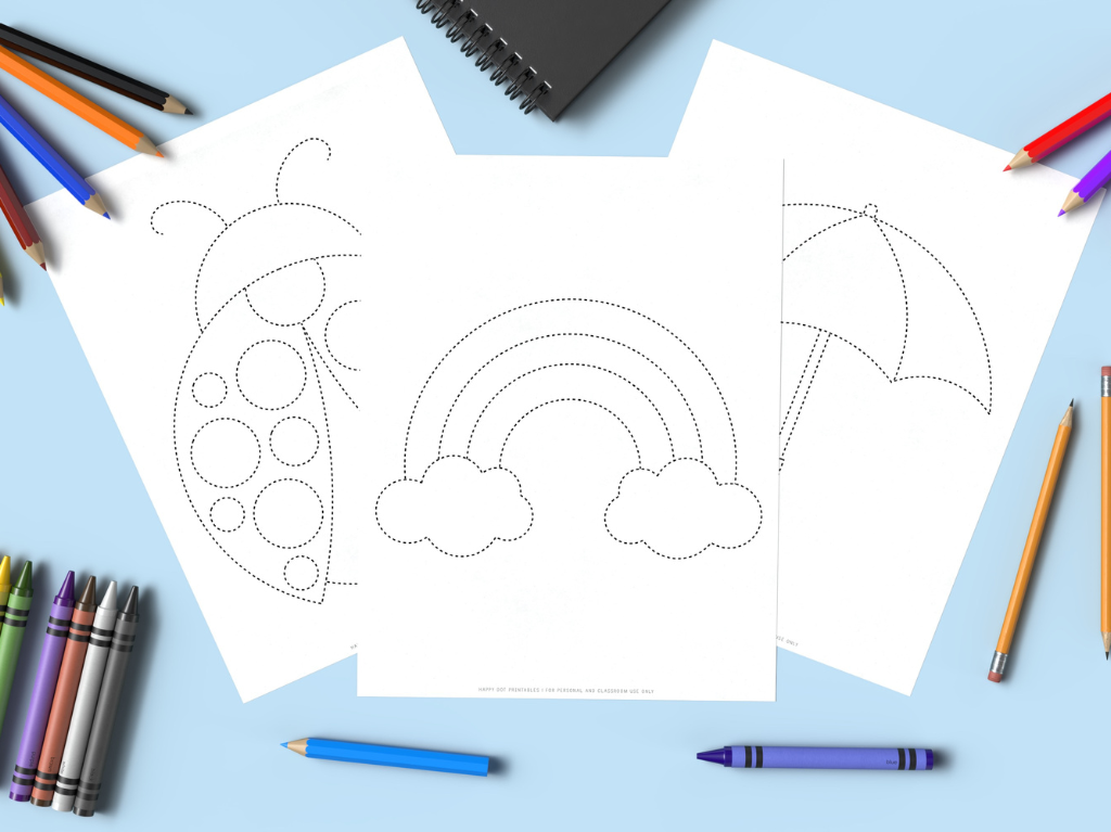 10 Spring Picture Tracing Worksheets