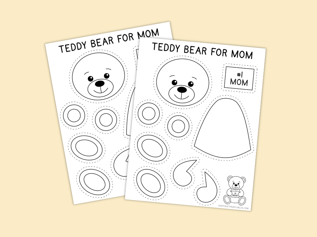 Printable Build A Teddy Bear for Mom Craft