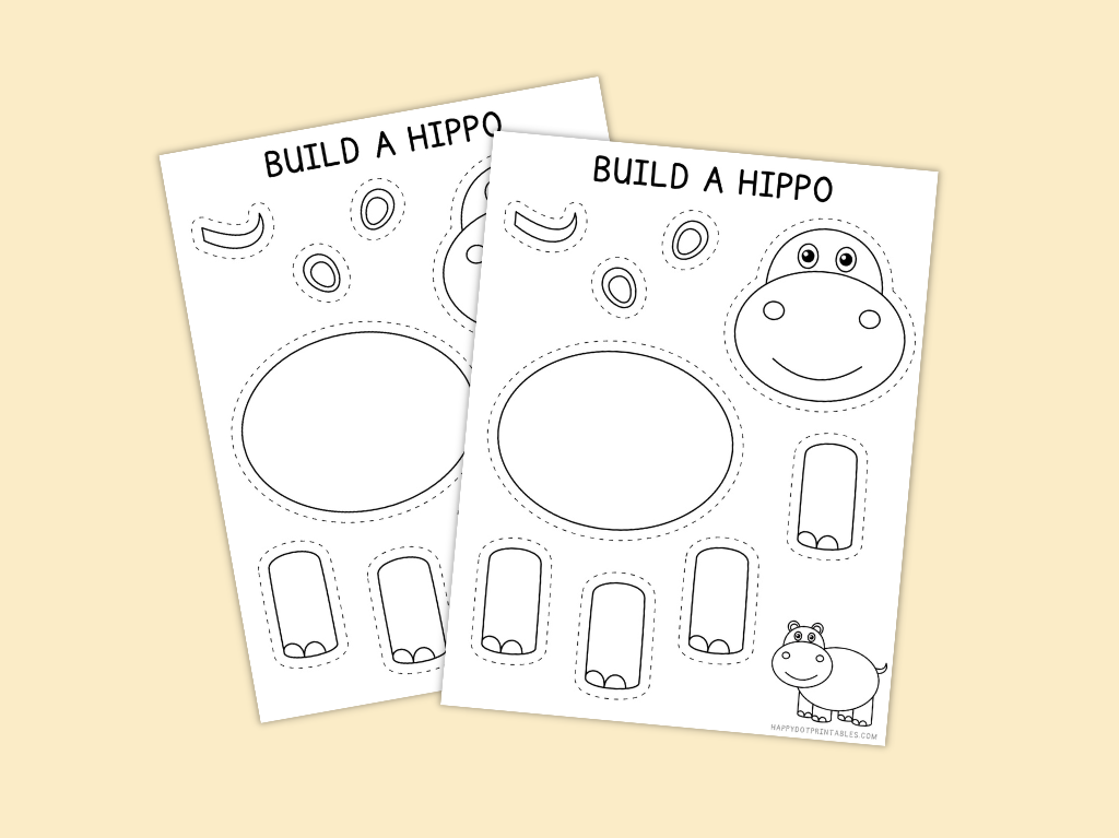 Printable Build A Hippo Craft - Happy Dot Printables