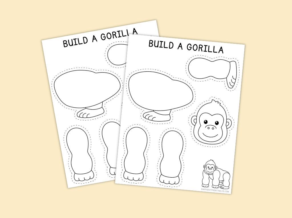 Printable Build a Gorilla Craft