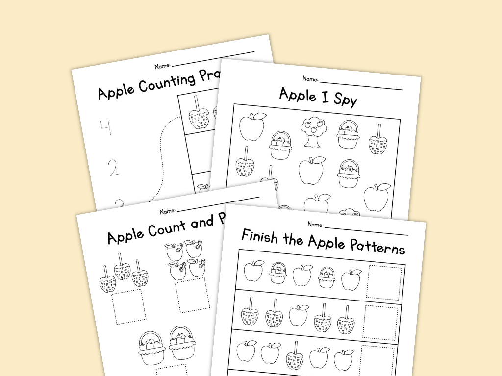 10 Free Apple Worksheets for Preschool
