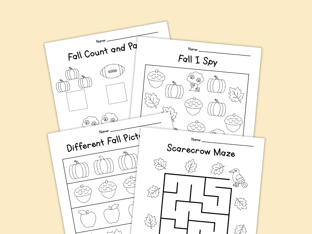 10 Free Printable Fall Worksheets for Preschoolers